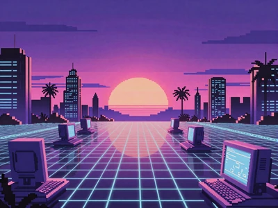Cartridge Summer - retro indie game with synthwave style